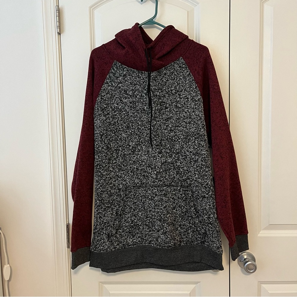 Cozy Maroon and Gray Hoodie